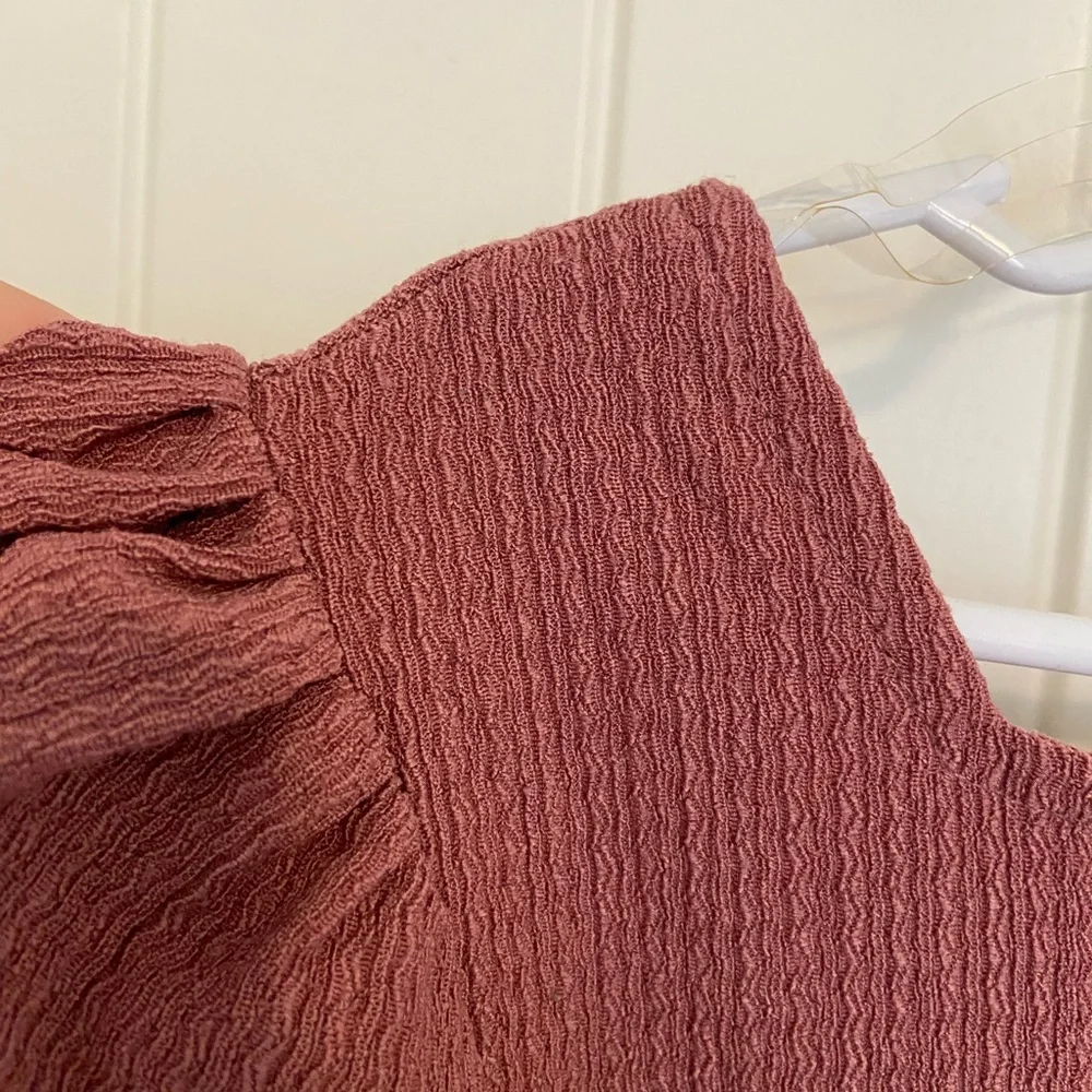 NWOT Speechless girl’s mauve pink textured puff‎ sleeve square neck tiered dress